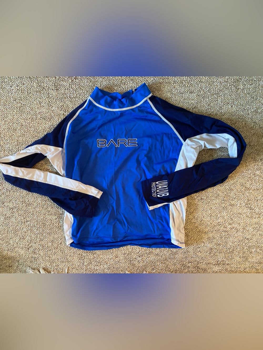 2000s BARE Blue Long Sleeve Rash Guard Surf/ Swim Top | Size L